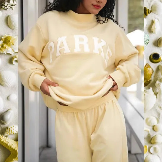 Oversized Mock Neck Varsity Sweatershirt