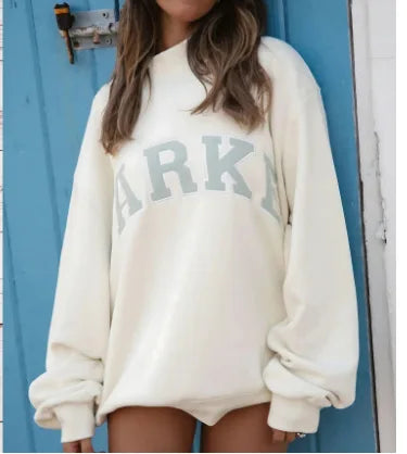 Oversized Mock Neck Varsity Sweatershirt