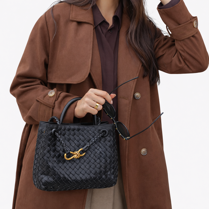 Elegant Woven Tote Bag – Soft Vegan Leather Shoulder Bag